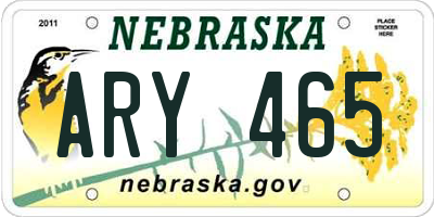 NE license plate ARY465
