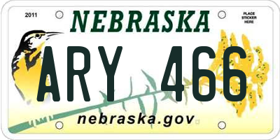 NE license plate ARY466