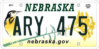 NE license plate ARY475