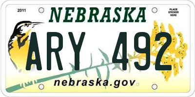NE license plate ARY492