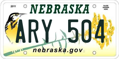 NE license plate ARY504