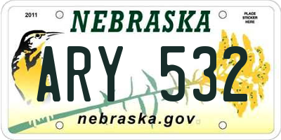 NE license plate ARY532