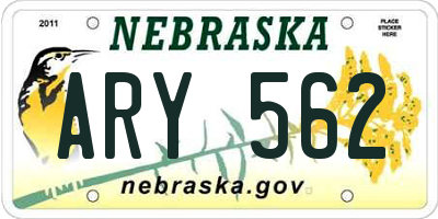 NE license plate ARY562