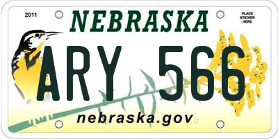NE license plate ARY566