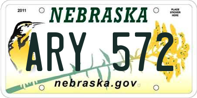 NE license plate ARY572