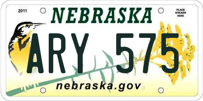 NE license plate ARY575