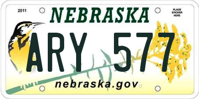 NE license plate ARY577