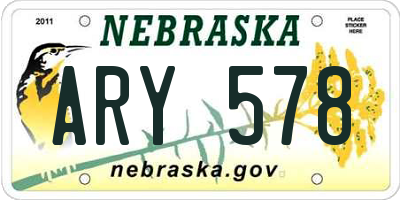 NE license plate ARY578
