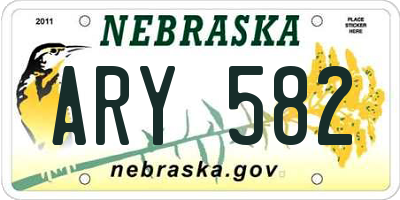 NE license plate ARY582
