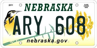 NE license plate ARY608