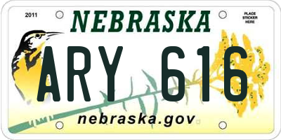 NE license plate ARY616