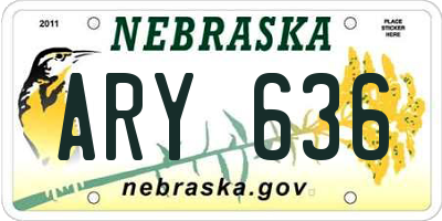 NE license plate ARY636