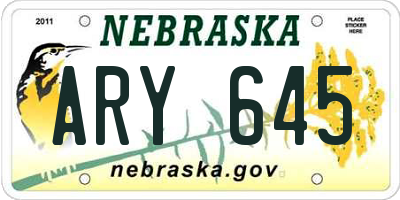 NE license plate ARY645