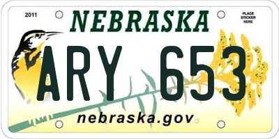 NE license plate ARY653