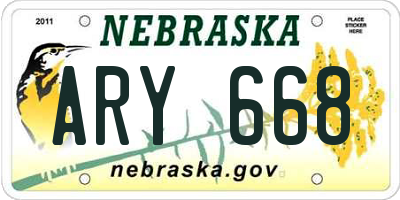 NE license plate ARY668