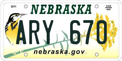 NE license plate ARY670