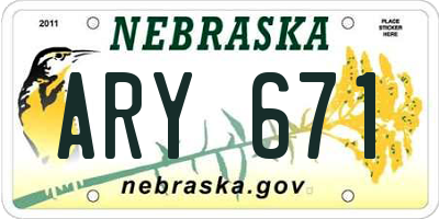 NE license plate ARY671