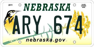 NE license plate ARY674