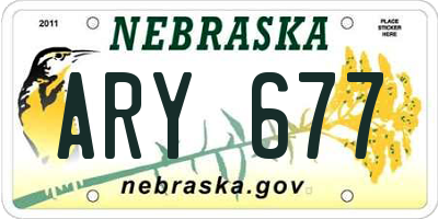 NE license plate ARY677
