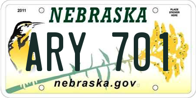 NE license plate ARY701
