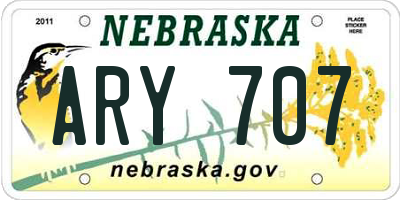 NE license plate ARY707