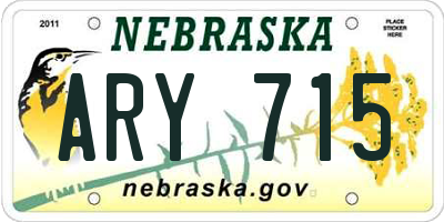 NE license plate ARY715