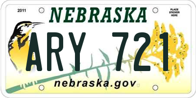 NE license plate ARY721