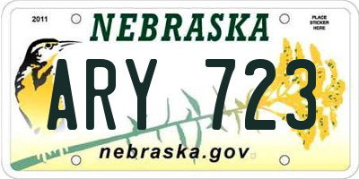 NE license plate ARY723