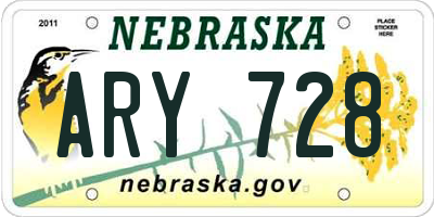 NE license plate ARY728
