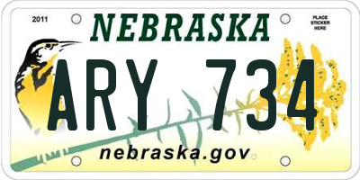 NE license plate ARY734