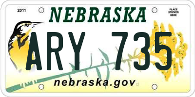 NE license plate ARY735