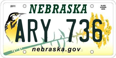 NE license plate ARY736