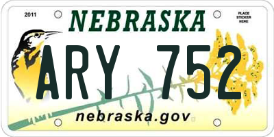 NE license plate ARY752