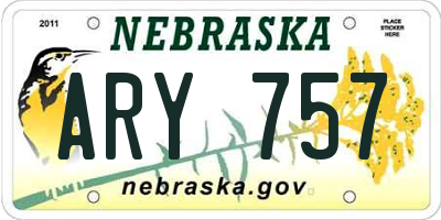 NE license plate ARY757