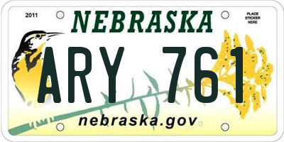 NE license plate ARY761