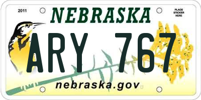 NE license plate ARY767