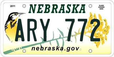 NE license plate ARY772