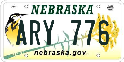 NE license plate ARY776