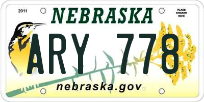 NE license plate ARY778