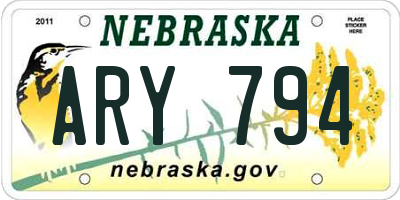 NE license plate ARY794