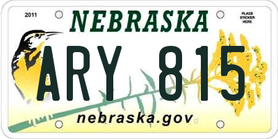 NE license plate ARY815