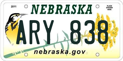 NE license plate ARY838