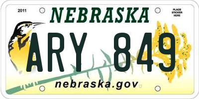 NE license plate ARY849