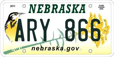 NE license plate ARY866