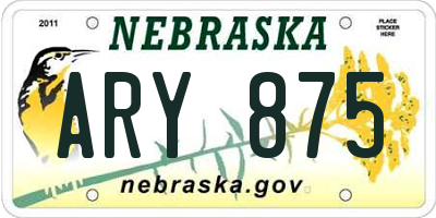 NE license plate ARY875