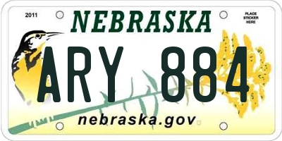 NE license plate ARY884