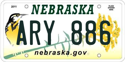 NE license plate ARY886