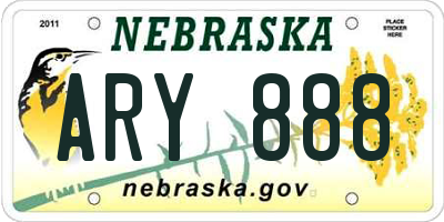 NE license plate ARY888