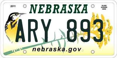 NE license plate ARY893