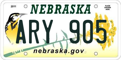 NE license plate ARY905